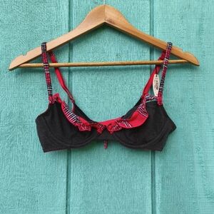 NWT Victoria's Secret Ruffle Plaid Cotton Jersey Bra Bell Accent sz 34B Xmas